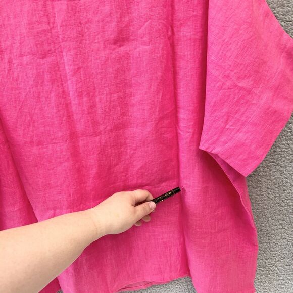 (Defect) Christopher Calvin Blouse Women's Top Plus Size 2X Fuchsia Linen USA - Picture 6 of 12